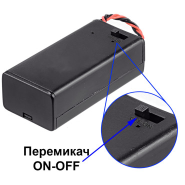 Тримач (холдер) для батареї 6F22 9V (крона) з перемикачем і кришкою