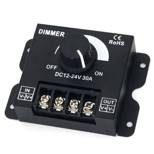 Регулятор напряжения, диммер, регулятор яркости LED, DC 12-24V, 30А, 0-100%