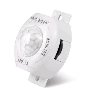 Датчик движения, DC 5V-24V, 3A, 120°, до 5 метров, регулировка времени