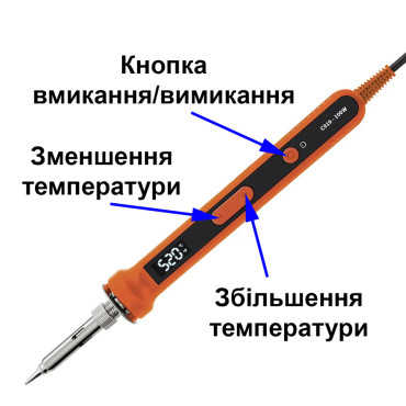 Паяльник с регулировкой температуры, 100W, LCD-дисплей, 220V, С919, (желтый)