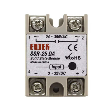 Твердотільне реле однофазне SSR-25DA 25А 3-32V DC 24-380V AC