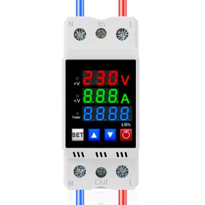 Реле напряжения и тока со счетчиком электроэнергии 230V 40A на DIN-рейку