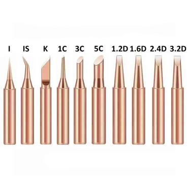 Набір жал для паяльника 10шт. мідь I IS K 1C 3C 5C 1.2D 1.6D 2.4D 3.2D