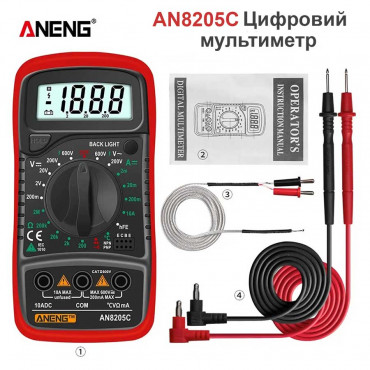 Цифровий мультиметр ANENG AN8205C (червоний)