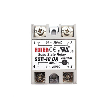 Твердотельное реле, однофазное SSR-40DA 40А 3-32V DC 24-380V AC