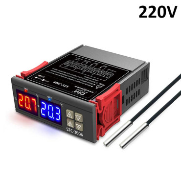 STC-3008 двухканальный терморегулятор, 220V, два дисплея, два датчика