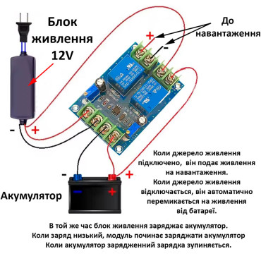 Модуль автоматического (аварийного) переключения питания 12V YX851