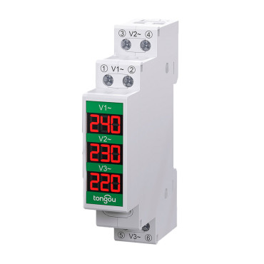 Вольтметр на DIN-рейку 3 фази TONGOU TOVME-3 60-450V AC 50Hz