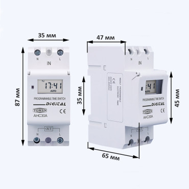 Недельное реле времени TOMZN AHC30A 230В 30А 1NO на DIN рейку
