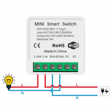 Mini Wifi реле для розумного будинку Smart Switch 230V 16А Tuya