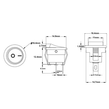 Перемикач SPST з фіксацією 16мм круглий Black 220V 6A