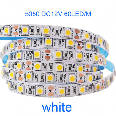Світлодіодна стрічка smd 5050 60 діод/м білий (бухта 5м)