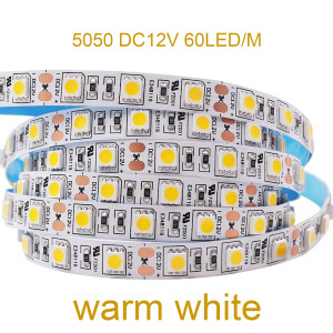 Светодиодная лента smd 5050 60 диод/м теплый белый (бухта 5м)
