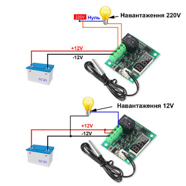 Терморегулятор програмований W1209 12V (-50 - +110°C) червоний (в корпусі)
