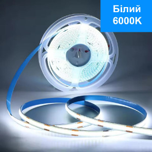 Светодиодная лента COB/FOB 320 led/м 12V 8мм холодный белый 6000К 5м