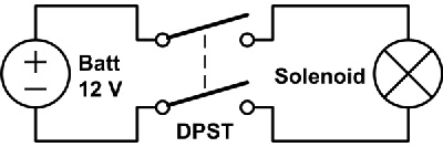 Схема для примера с переключателем DPDT